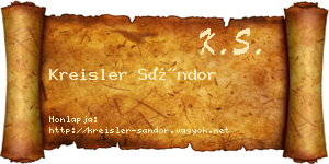Kreisler Sándor névjegykártya