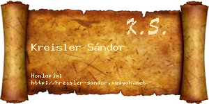 Kreisler Sándor névjegykártya